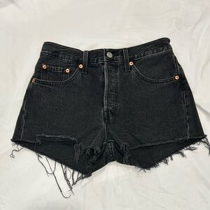 Levi’s 501 Black Distressed Denim Shorts